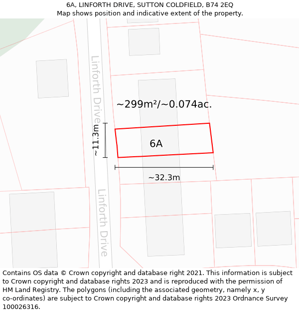 6A, LINFORTH DRIVE, SUTTON COLDFIELD, B74 2EQ: Plot and title map