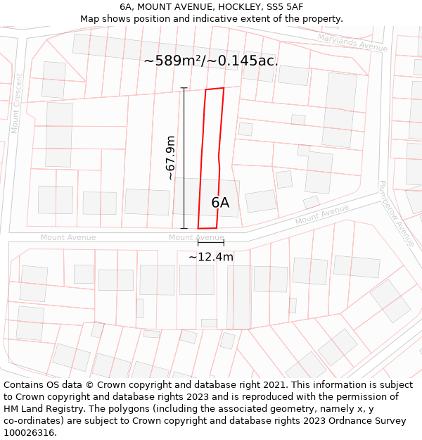 6A, MOUNT AVENUE, HOCKLEY, SS5 5AF: Plot and title map