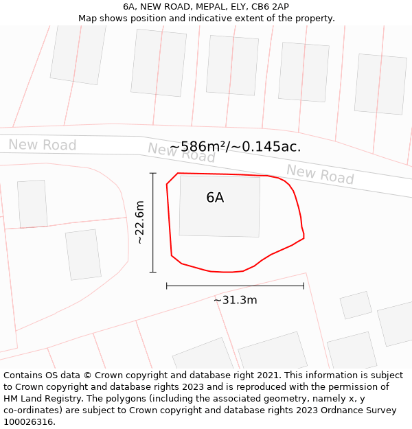 6A, NEW ROAD, MEPAL, ELY, CB6 2AP: Plot and title map