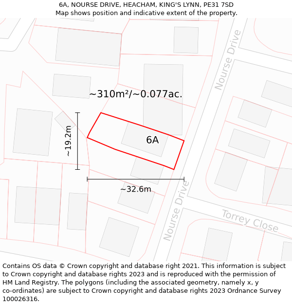 6A, NOURSE DRIVE, HEACHAM, KING'S LYNN, PE31 7SD: Plot and title map