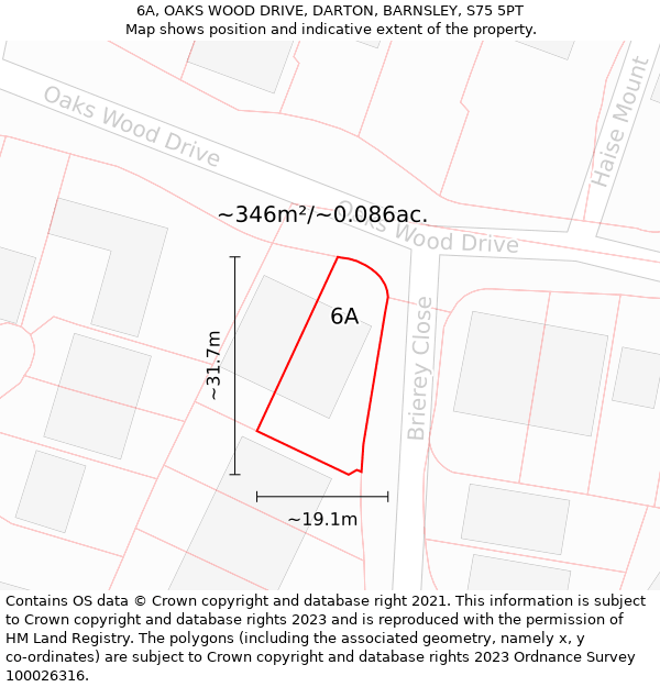 6A, OAKS WOOD DRIVE, DARTON, BARNSLEY, S75 5PT: Plot and title map