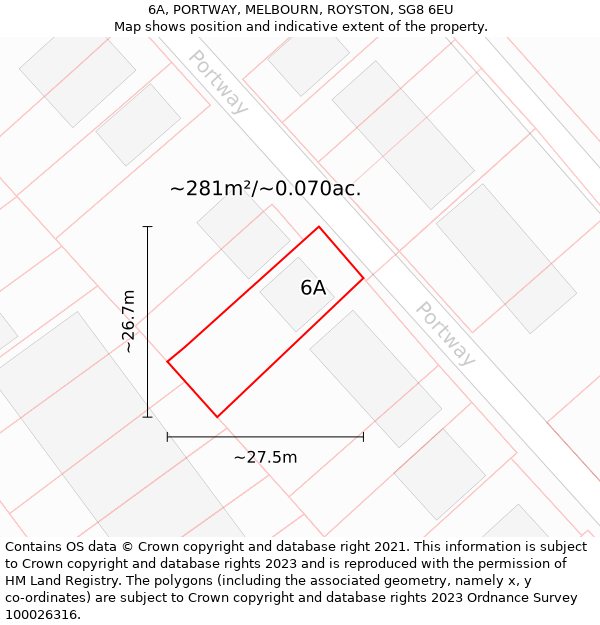 6A, PORTWAY, MELBOURN, ROYSTON, SG8 6EU: Plot and title map