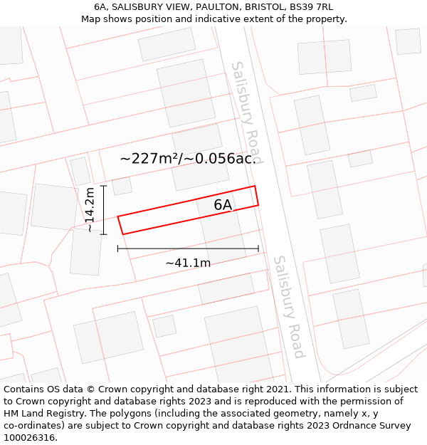 6A, SALISBURY VIEW, PAULTON, BRISTOL, BS39 7RL: Plot and title map