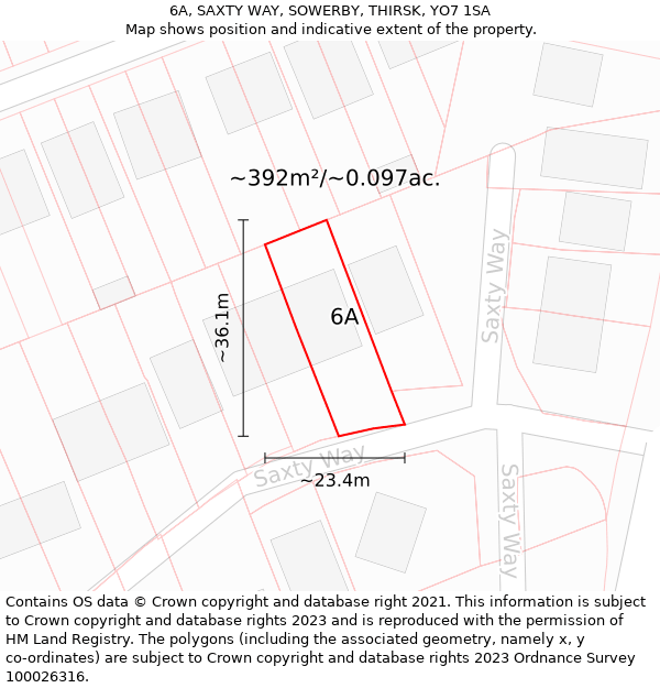 6A, SAXTY WAY, SOWERBY, THIRSK, YO7 1SA: Plot and title map