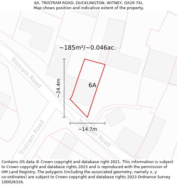 6A, TRISTRAM ROAD, DUCKLINGTON, WITNEY, OX29 7XL: Plot and title map
