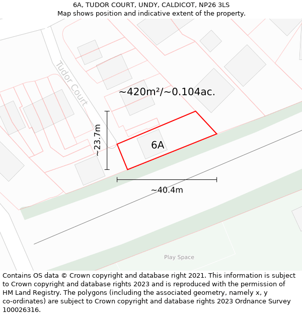 6A, TUDOR COURT, UNDY, CALDICOT, NP26 3LS: Plot and title map