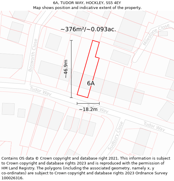 6A, TUDOR WAY, HOCKLEY, SS5 4EY: Plot and title map