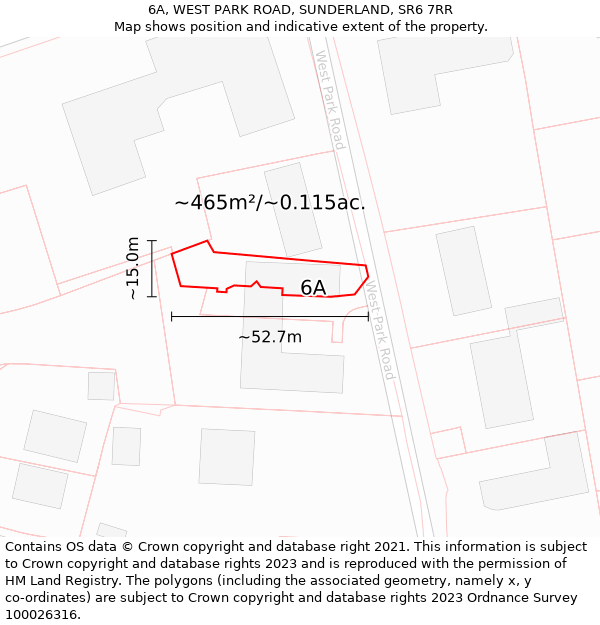 6A, WEST PARK ROAD, SUNDERLAND, SR6 7RR: Plot and title map