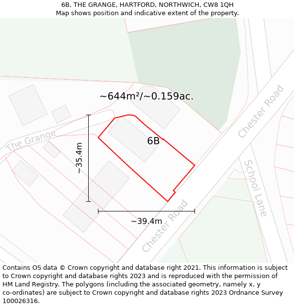 6B, THE GRANGE, HARTFORD, NORTHWICH, CW8 1QH: Plot and title map