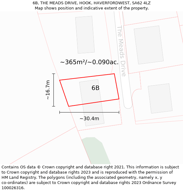 6B, THE MEADS DRIVE, HOOK, HAVERFORDWEST, SA62 4LZ: Plot and title map