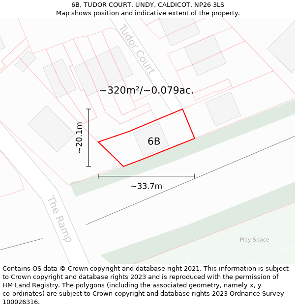 6B, TUDOR COURT, UNDY, CALDICOT, NP26 3LS: Plot and title map