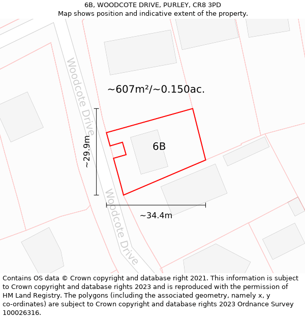 6B, WOODCOTE DRIVE, PURLEY, CR8 3PD: Plot and title map