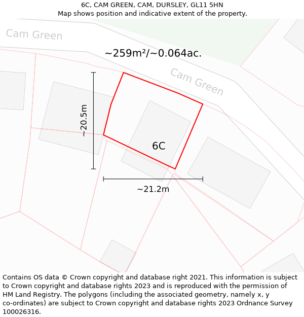 6C, CAM GREEN, CAM, DURSLEY, GL11 5HN: Plot and title map