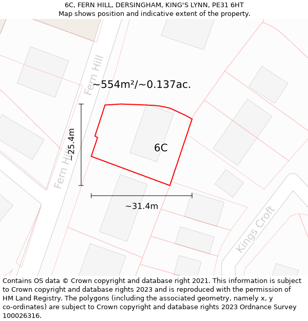 6C, FERN HILL, DERSINGHAM, KING'S LYNN, PE31 6HT: Plot and title map