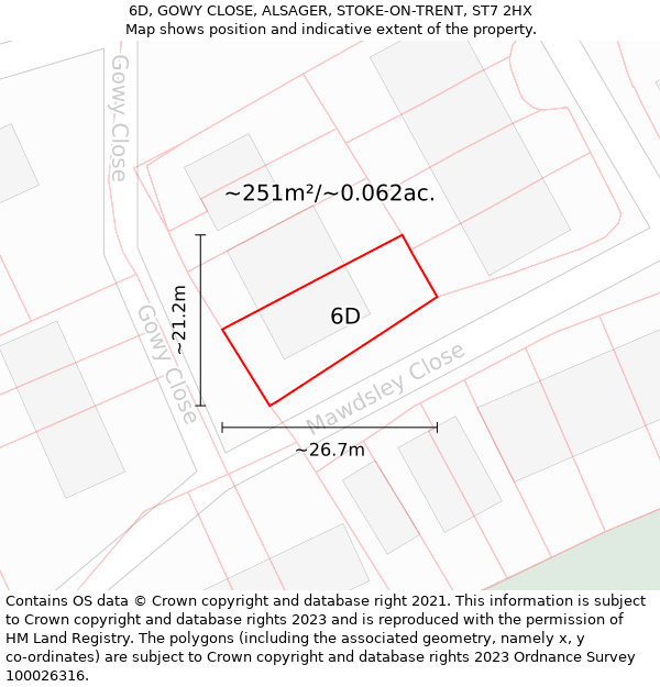 6D, GOWY CLOSE, ALSAGER, STOKE-ON-TRENT, ST7 2HX: Plot and title map