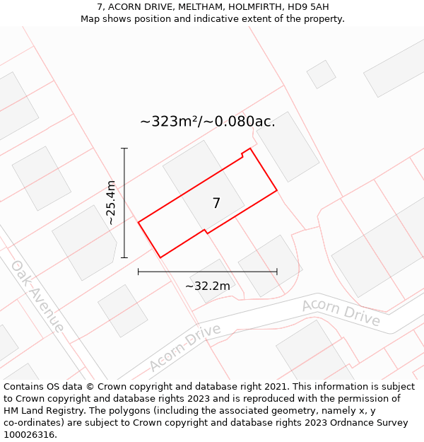 7, ACORN DRIVE, MELTHAM, HOLMFIRTH, HD9 5AH: Plot and title map