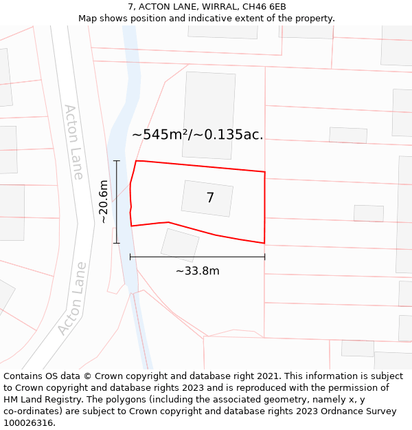 7, ACTON LANE, WIRRAL, CH46 6EB: Plot and title map