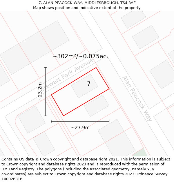 7, ALAN PEACOCK WAY, MIDDLESBROUGH, TS4 3AE: Plot and title map