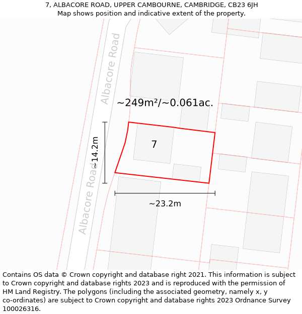 7, ALBACORE ROAD, UPPER CAMBOURNE, CAMBRIDGE, CB23 6JH: Plot and title map