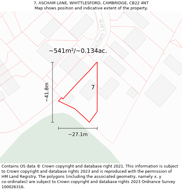 7, ASCHAM LANE, WHITTLESFORD, CAMBRIDGE, CB22 4NT: Plot and title map