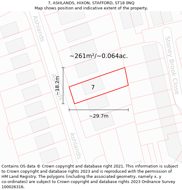 7, ASHLANDS, HIXON, STAFFORD, ST18 0NQ: Plot and title map