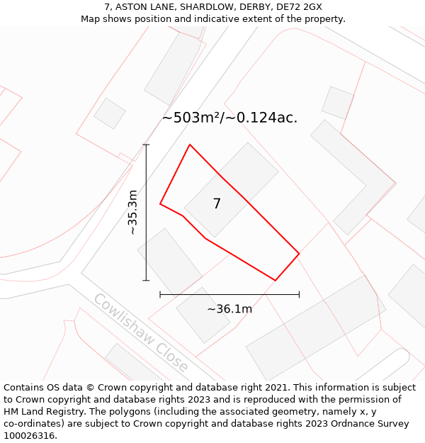 7, ASTON LANE, SHARDLOW, DERBY, DE72 2GX: Plot and title map