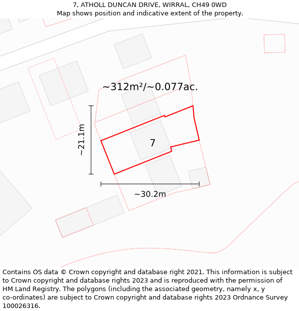 7, ATHOLL DUNCAN DRIVE, WIRRAL, CH49 0WD: Plot and title map