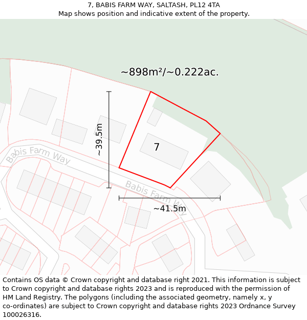 7, BABIS FARM WAY, SALTASH, PL12 4TA: Plot and title map