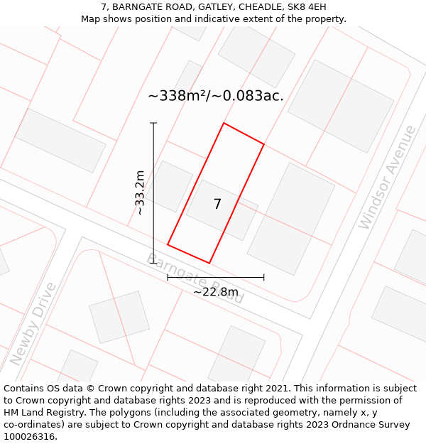 7, BARNGATE ROAD, GATLEY, CHEADLE, SK8 4EH: Plot and title map