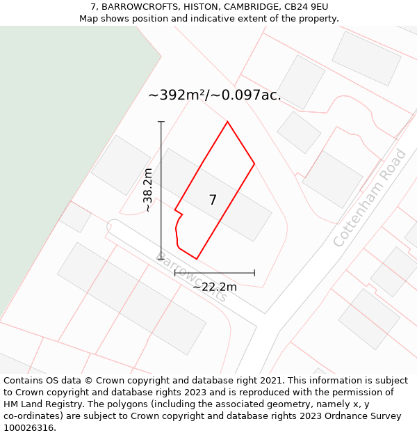 7, BARROWCROFTS, HISTON, CAMBRIDGE, CB24 9EU: Plot and title map