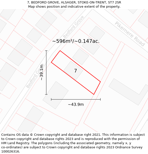 7, BEDFORD GROVE, ALSAGER, STOKE-ON-TRENT, ST7 2SR: Plot and title map