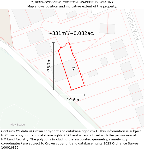 7, BENWOOD VIEW, CROFTON, WAKEFIELD, WF4 1NP: Plot and title map