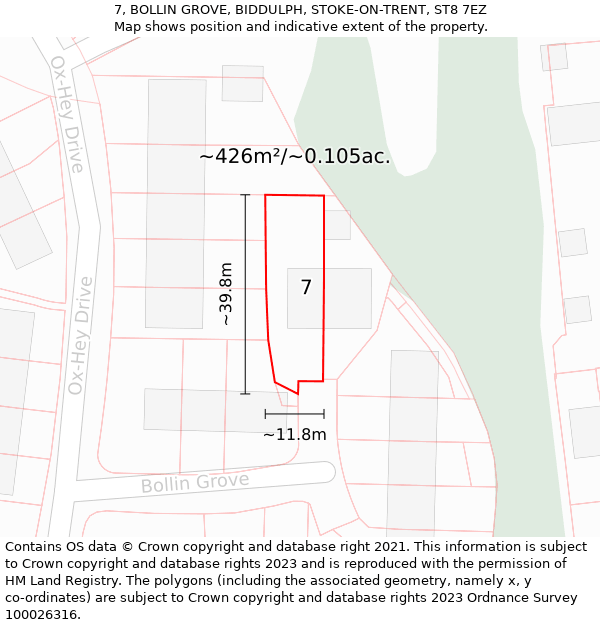 7, BOLLIN GROVE, BIDDULPH, STOKE-ON-TRENT, ST8 7EZ: Plot and title map