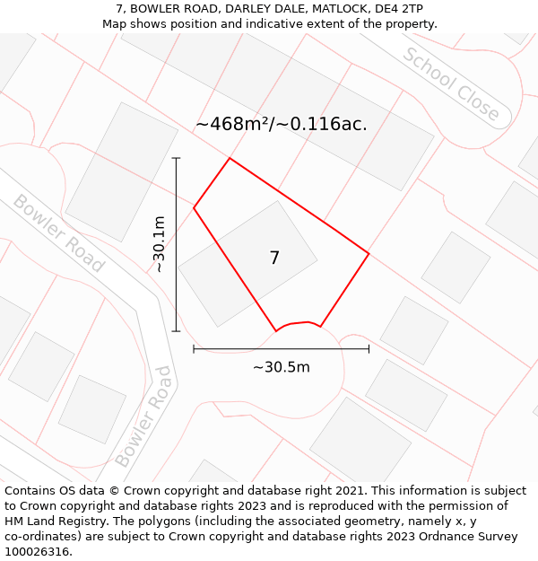 7, BOWLER ROAD, DARLEY DALE, MATLOCK, DE4 2TP: Plot and title map