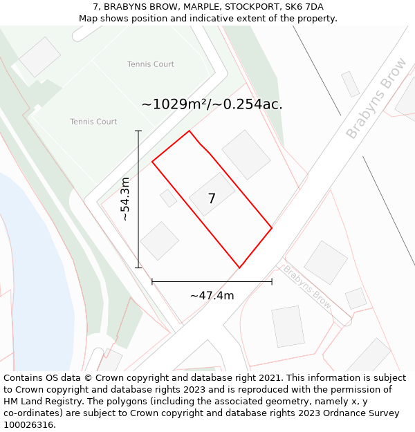 7, BRABYNS BROW, MARPLE, STOCKPORT, SK6 7DA: Plot and title map