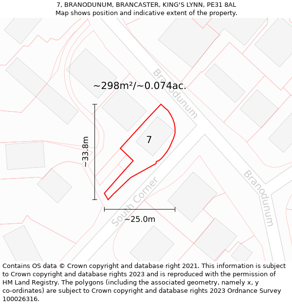 7, BRANODUNUM, BRANCASTER, KING'S LYNN, PE31 8AL: Plot and title map