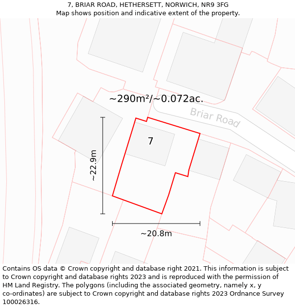 7, BRIAR ROAD, HETHERSETT, NORWICH, NR9 3FG: Plot and title map