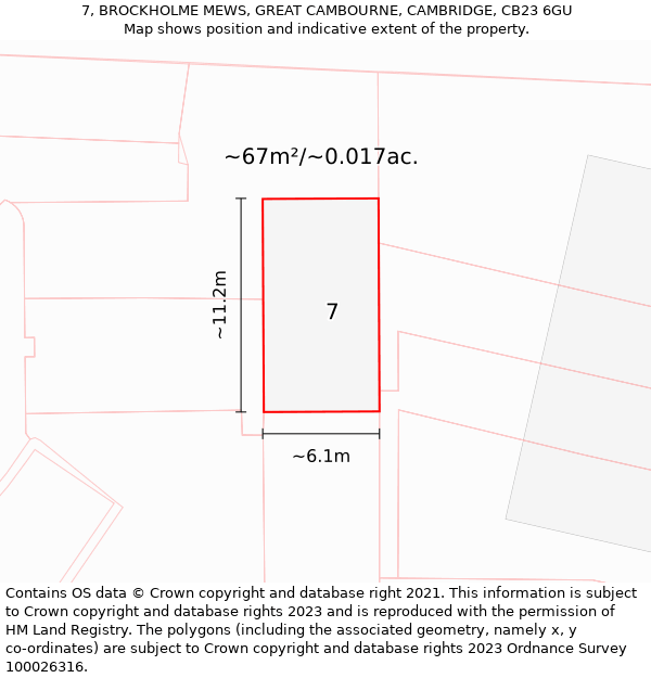 7, BROCKHOLME MEWS, GREAT CAMBOURNE, CAMBRIDGE, CB23 6GU: Plot and title map