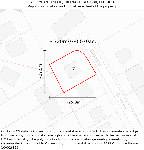 7, BRONANT ESTATE, TREFNANT, DENBIGH, LL16 4UU: Plot and title map