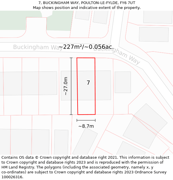 7, BUCKINGHAM WAY, POULTON-LE-FYLDE, FY6 7UT: Plot and title map