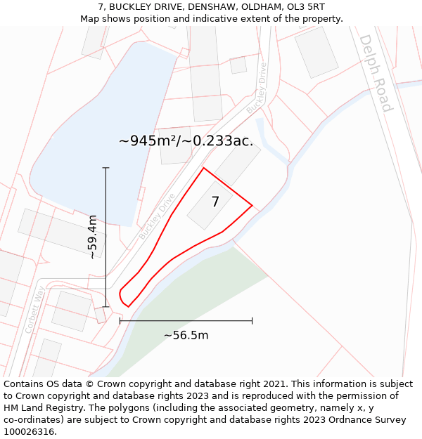 7, BUCKLEY DRIVE, DENSHAW, OLDHAM, OL3 5RT: Plot and title map