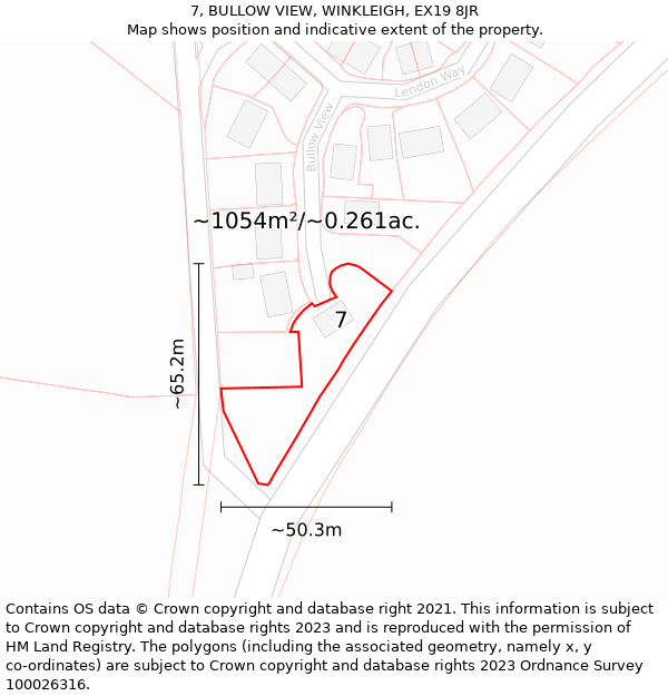 7, BULLOW VIEW, WINKLEIGH, EX19 8JR: Plot and title map