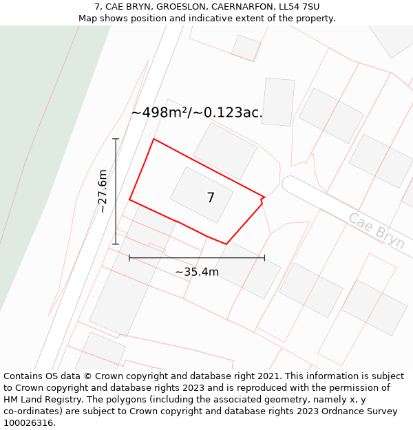 7, CAE BRYN, GROESLON, CAERNARFON, LL54 7SU: Plot and title map