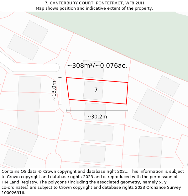 7, CANTERBURY COURT, PONTEFRACT, WF8 2UH: Plot and title map