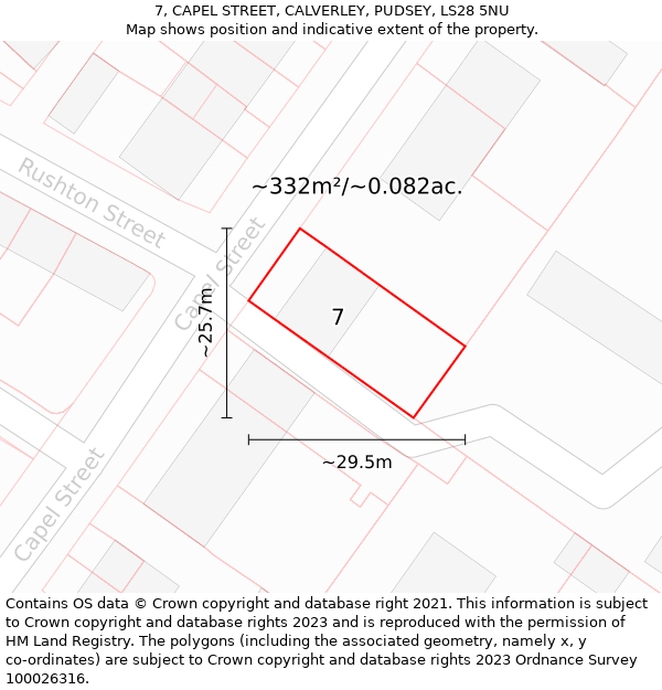 7, CAPEL STREET, CALVERLEY, PUDSEY, LS28 5NU: Plot and title map