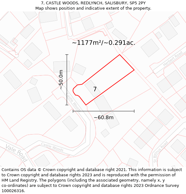 7, CASTLE WOODS, REDLYNCH, SALISBURY, SP5 2PY: Plot and title map