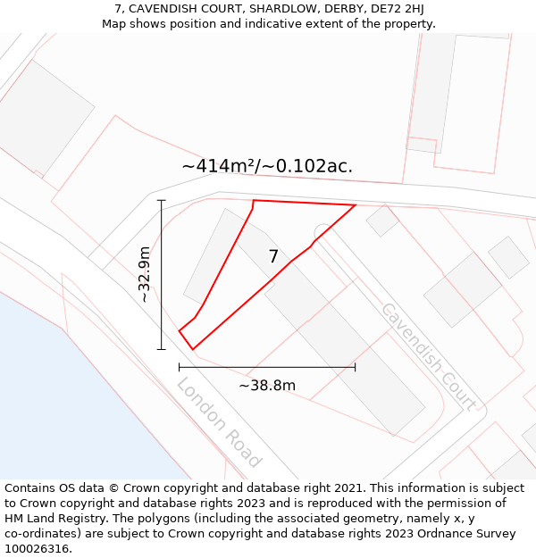 7, CAVENDISH COURT, SHARDLOW, DERBY, DE72 2HJ: Plot and title map