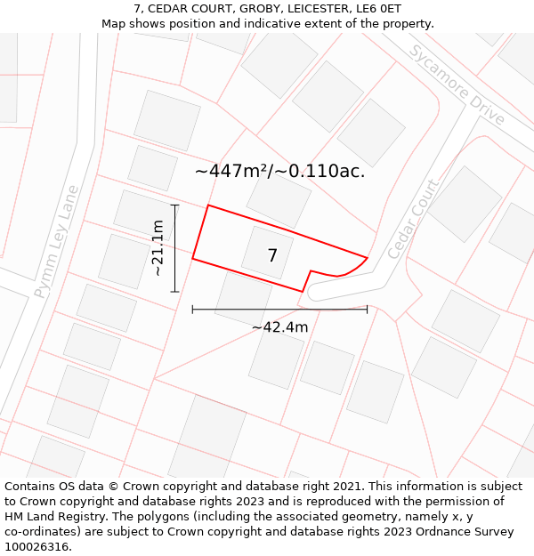 7, CEDAR COURT, GROBY, LEICESTER, LE6 0ET: Plot and title map