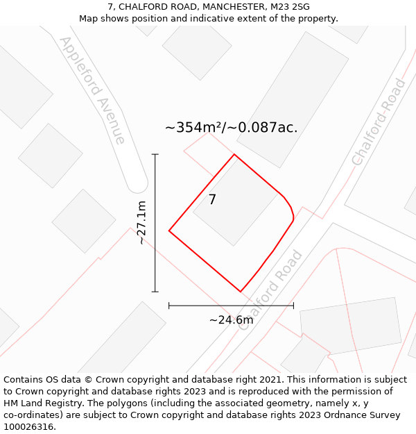7, CHALFORD ROAD, MANCHESTER, M23 2SG: Plot and title map