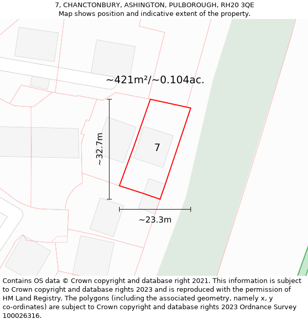 7, CHANCTONBURY, ASHINGTON, PULBOROUGH, RH20 3QE: Plot and title map